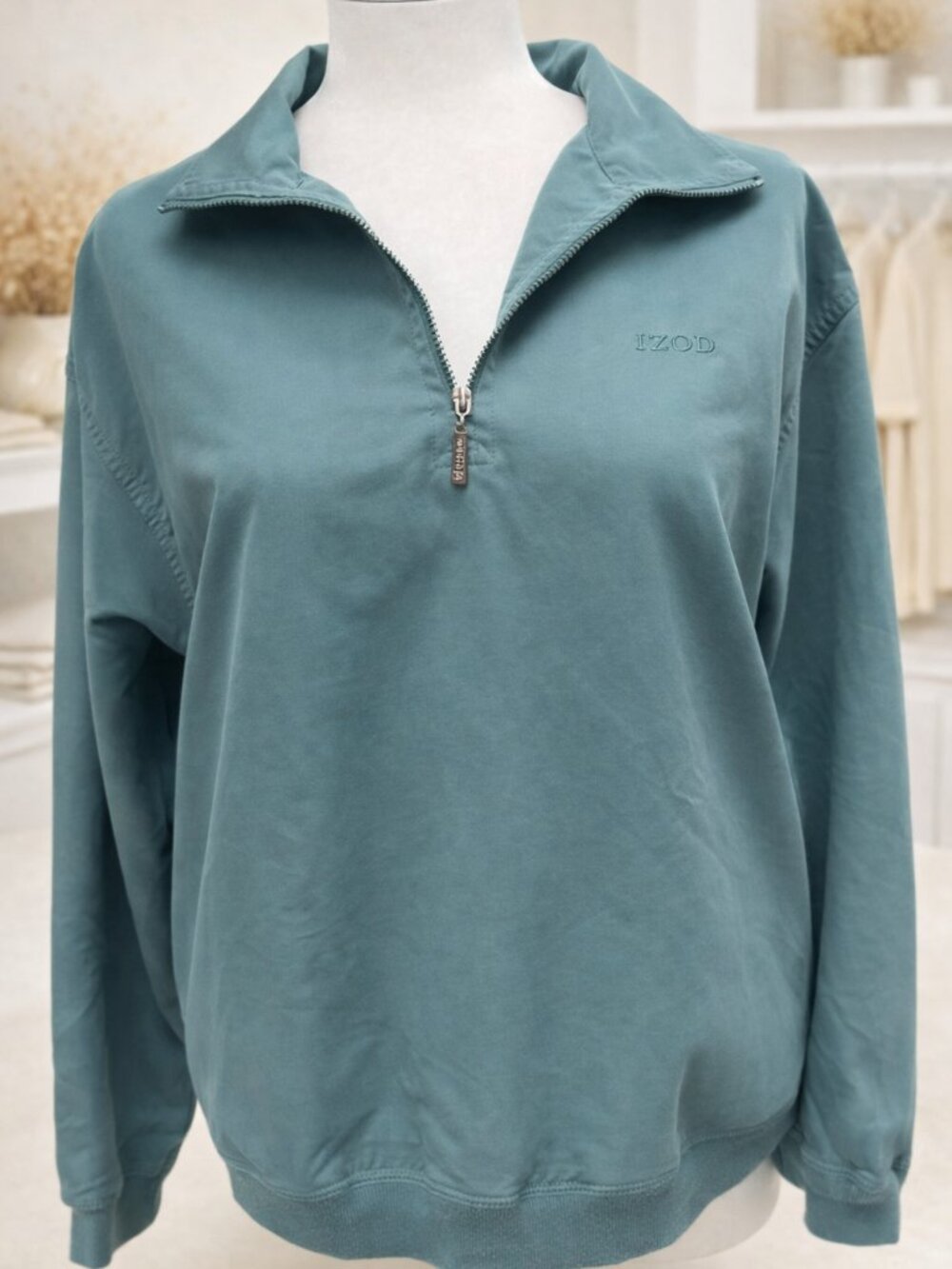Izod Dusty Teal Alpine Quarter-Zip Pullover Lightweight Athletic Golf Hike NWT
